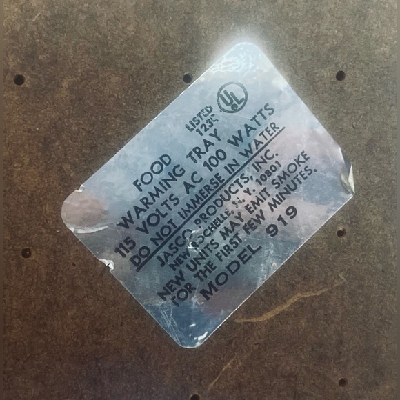 VTG MCM JASCO 18”x9" Hot Plate FOOD WARMING TRAY Model 919 WORKING CONDITION - Picture 8 of 8